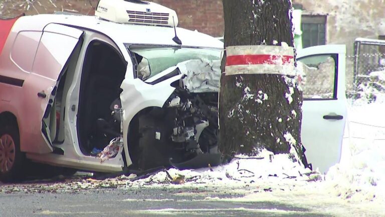 Tragiczny wypadek na Dolnym Śląsku. Mercedes wjechał prosto w drzewo