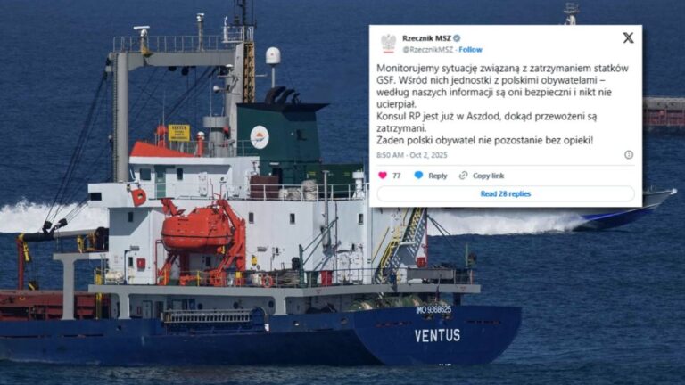 Flotylla z Polakami na pokładzie zajęta przez Izrael. Nowe oświadczenie Ministerstwa Spraw Zagranicznych.