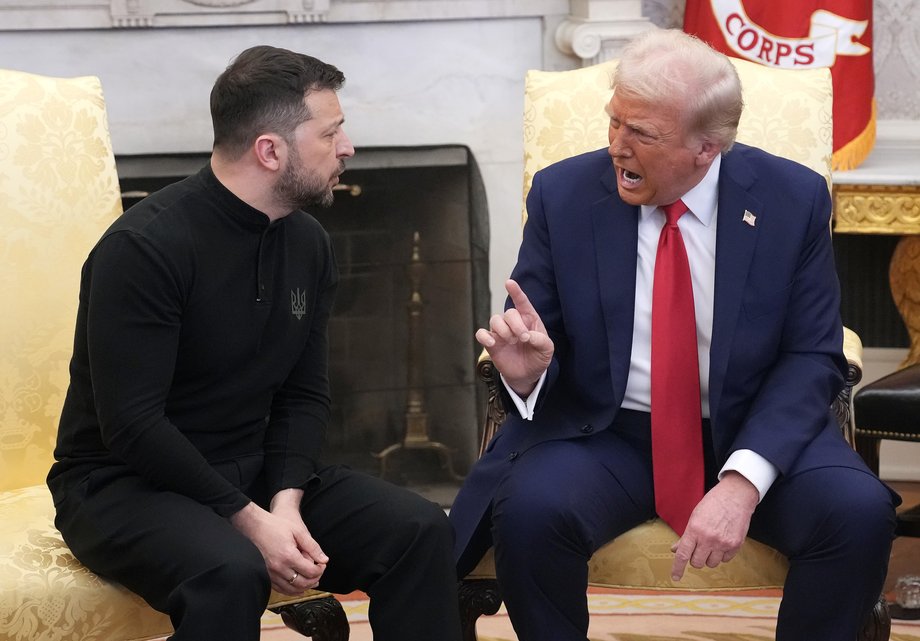 Kł&oacute;tnia prezydenta USA Donalda Trumpa i prezydenta Ukrainy Wołodymyra Zełenskiego w Gabinecie Owalnym w Białym Domu w dniu 28 lutego 2025 r. 