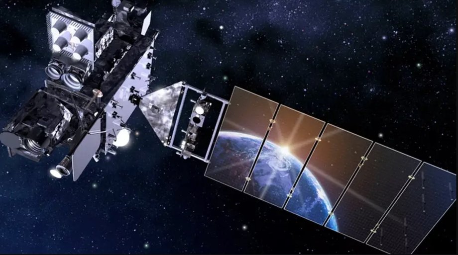 Ilustracja przedstawiająca satelitę geostacjonarnego