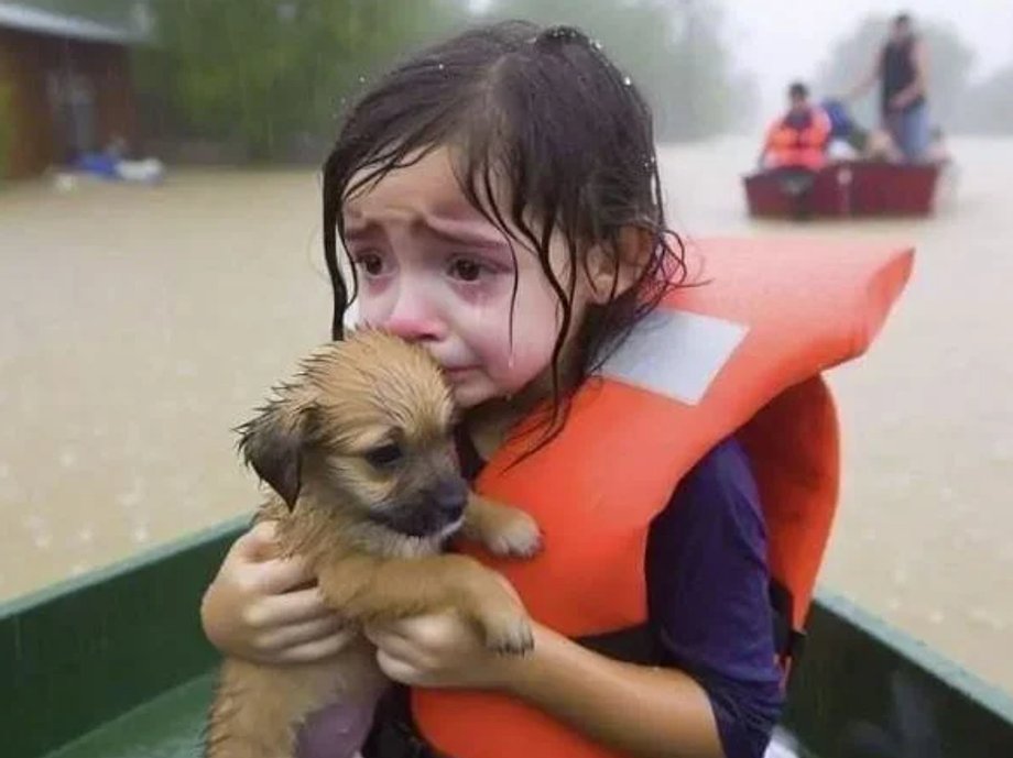 Ten i jemu podobne obrazki wygenerowane przez AI były bardzo często udostępniane w 2024 r. w czasie amerykańskich powodzi i wiele os&oacute;b myślało, że są to zdjęcia.
