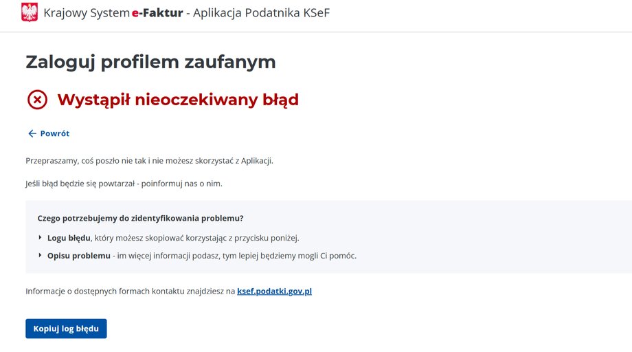 Komunikat o błędzie przy logowaniu do Profilu zaufanego