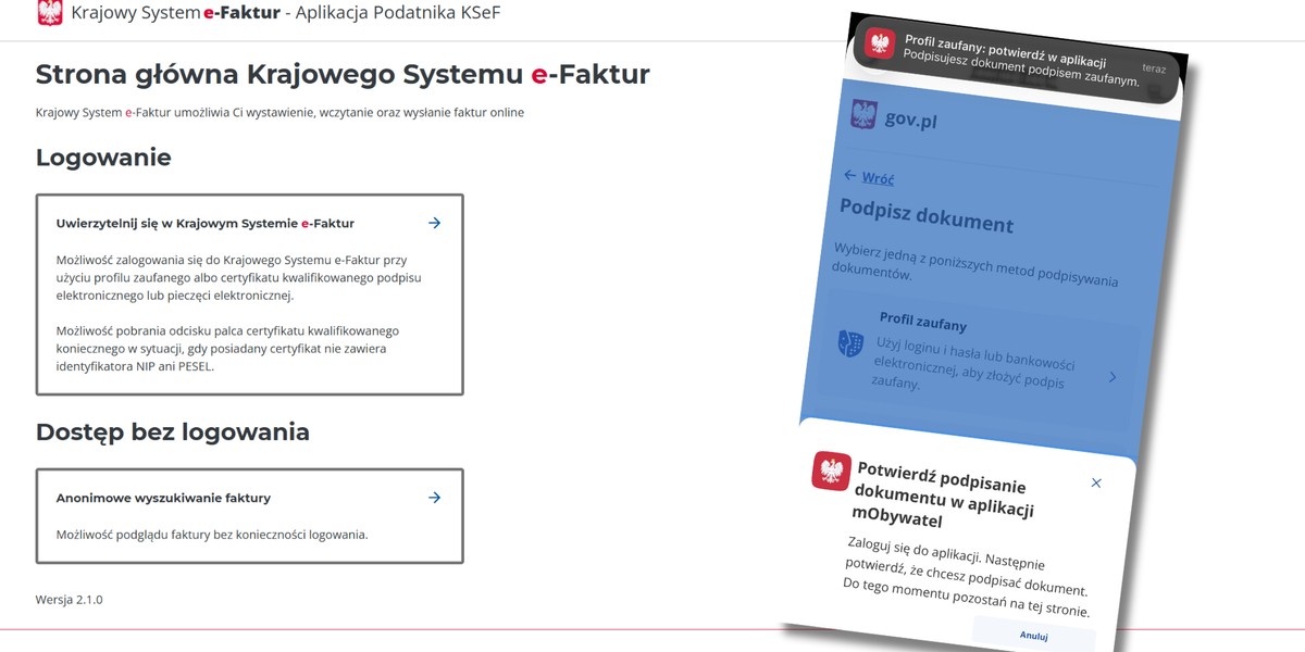 Krajowy System e-Faktur i aplikacja mObywatel