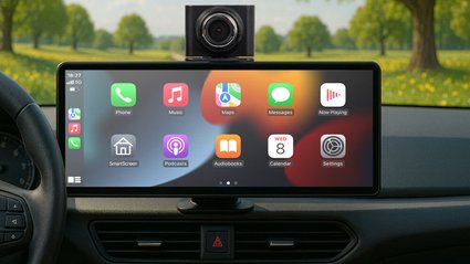 Ekran z Android Auto i dwiema kamerami. Unowocześnij samoch&oacute;d