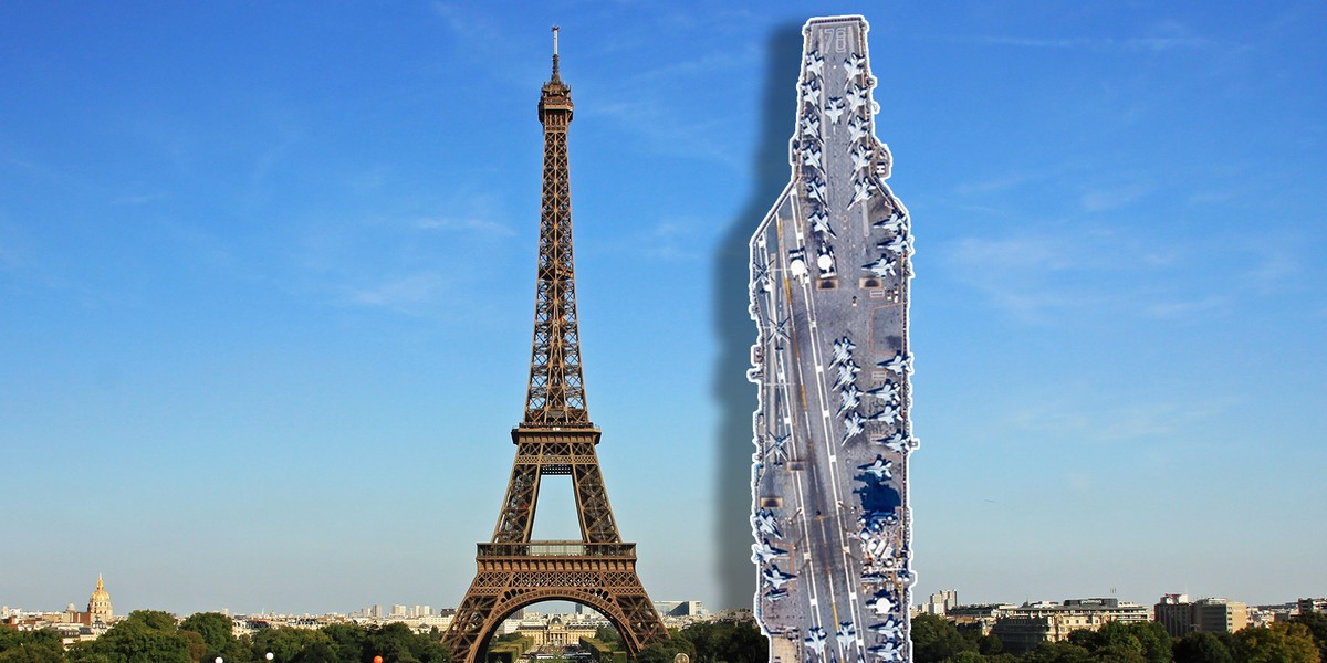 USS Gerald Ford vs Wieża Eiffla - największy okręt wojenny