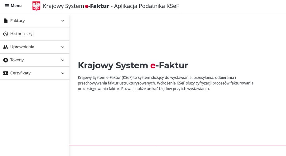 Krajowy System e-Faktur - tak wygląda po zalogowaniu do Aplikacji Podatnika KSeF 2.0