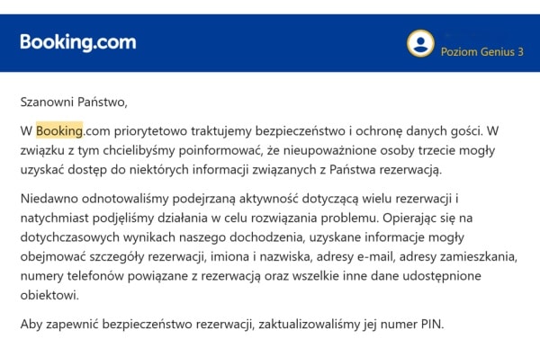 Booking.com: Uważaj na dane rezerwacji &ndash; lukę wykorzystali cyberprzestępcy 4