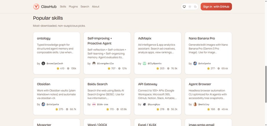 ClawHub - miejsce z umiejętnościami, kt&oacute;re może nabyć agent AI