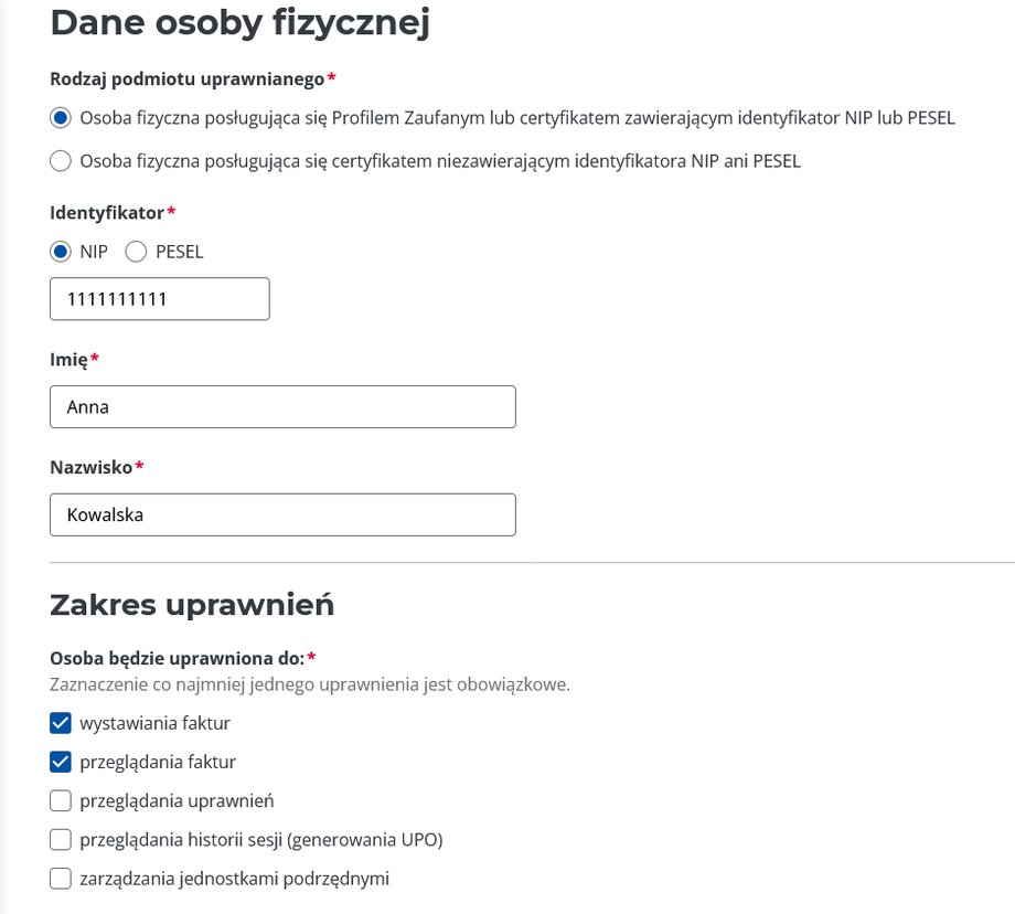 KSeF: Jak biura rachunkowe uzyskają uprawnienia – szczegółowy przewodnik 7 Wybór uprawnień do KSeF