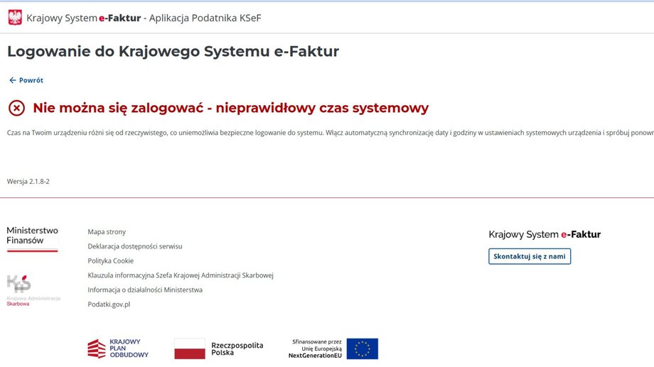KSeF w 2026: Ekspert IT ujawnia kluczowe błędy i zalety systemu 2 Nieudane logowanie do KSeF