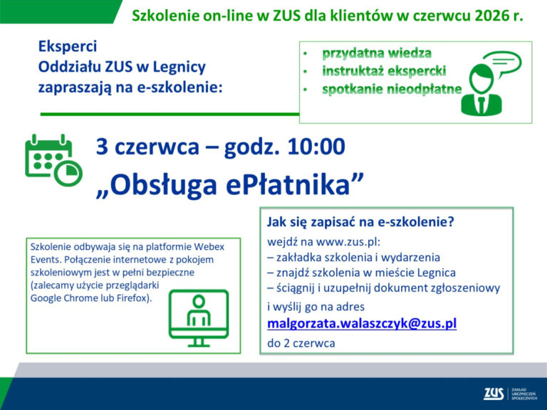 ZUS oferuje bezpłatne szkolenie online z ePłatnika – szczegóły i zapisy ZUS oferuje bezpłatne szkolenie online z ePłatnika – szczegóły i zapisy