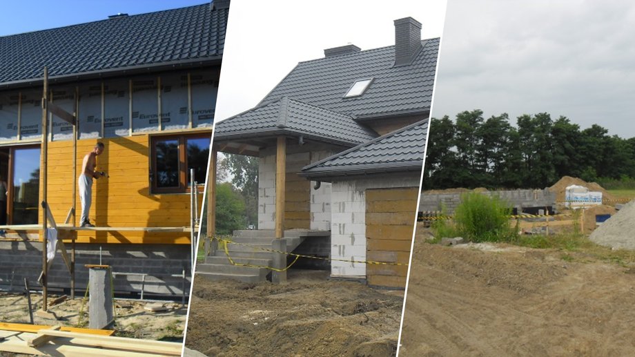 Etapy budowy domu. Na zdjęciu mąż pani Danuty