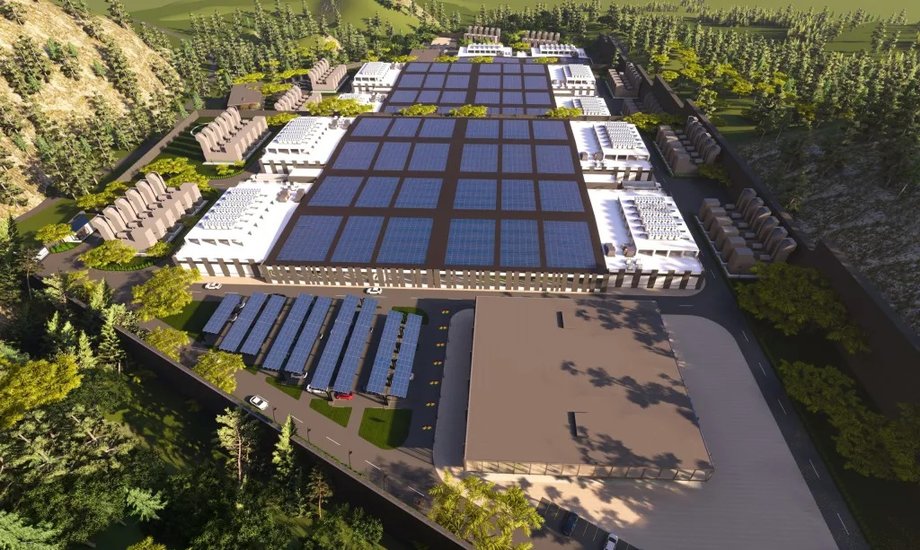 Render 3D - widok z lotu ptaka na Project Eagle - centrum danych Olkaria EcoCloud