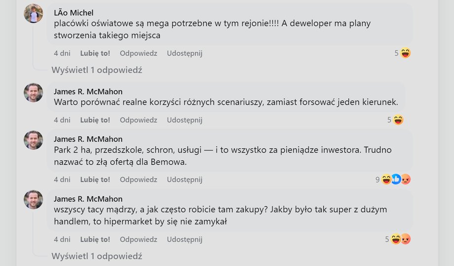 Fałszywe konta w poście na Facebooku
