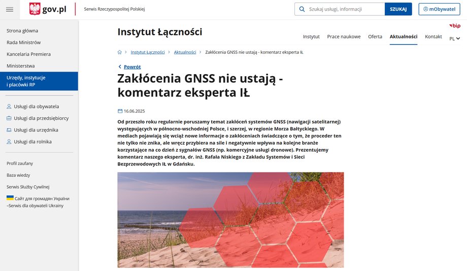 Rosja zakłóca GPS w Polsce. Naukowcy potwierdzają winę Moskwy 23 Komunikat rządu o zakłóceniach GPS z 2025 r.