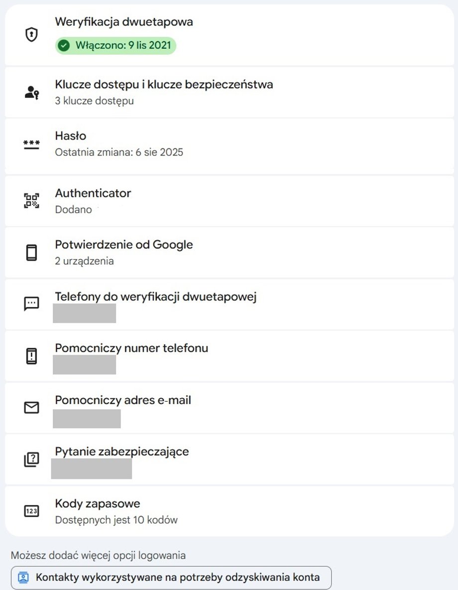 zabezpieczenia google